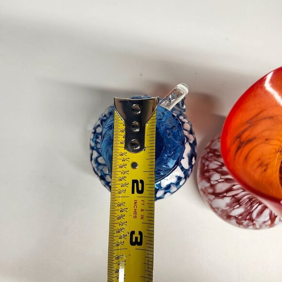 Blown Glass Orange Blue White Speckle Pitcher Vases Rainbow Glass - Picture 5 of 11